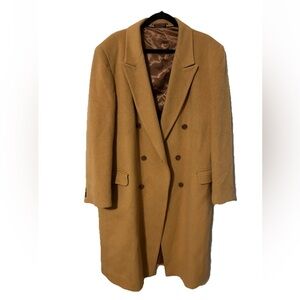 Men’s VTG Camel Colored Cashmere & Wool Teller Coat Overcoat Hungary Made XL